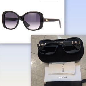 GUCCI GG0762S Women’s Butterfly Grey Gradient Sunglases 56-18-145MM COA included